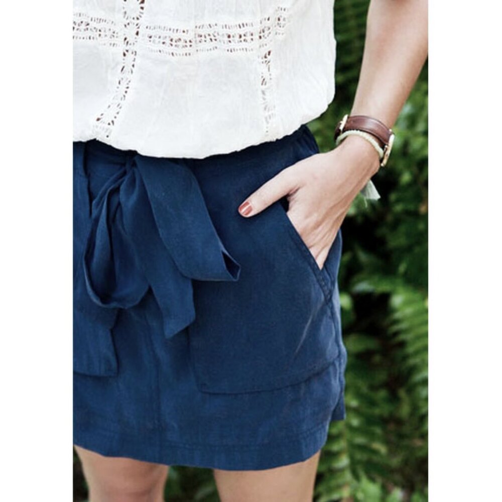 Old Navy Tie-Belt Soft Skirt Midnight River Distressed Cargo Utility Belted Mini - Picture 3 of 10